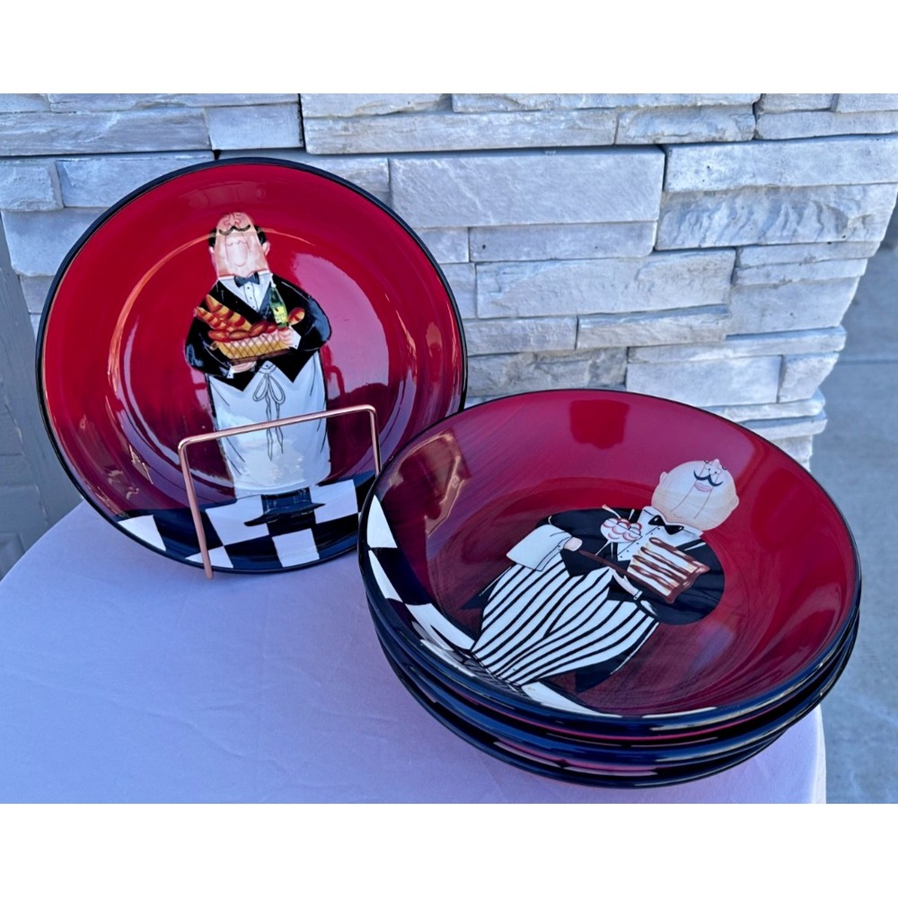 4 LARGE 9.5" Pasta/ Dinner Bowls "Dinner is Served" By Certified International